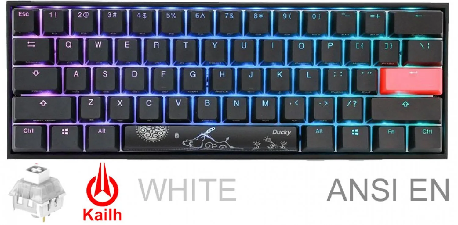 TECLADO GAMER DUCKY MECHA MINI v2 RGB Kailh BOX White PBT DOUBLE-SHOT